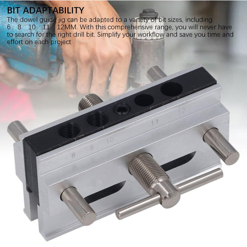 Snappy Setup Adjustable Width Doweling Jig Kit With Heavy Duty Woodworking Guide For Multiple Bit Sizes 6-12 mm.