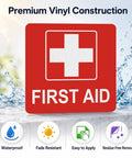 High Visibility First Aid Sticker Three Pack Reflective Sign Decals Five And A Half Inch By Five And A Half Inch With Bold White Medical Cross