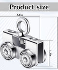 Four-Piece Ring-Style Electric Hoist Trolley Set For 1-5/8 Inch Wide Strut Channel, Silent Operation, product size dimensions