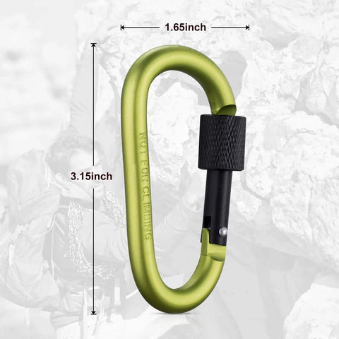 10 Pack D Shape Carabiner Clips With Screw Gate 7.5mm Diameter Aluminum Rod Lightweight Yet Tough Waterproof Green