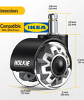 Dead Quiet Two Inch Office Chair Casters Fit Ikea 1Kea Compatible is displayed with dimensions for easy reference.