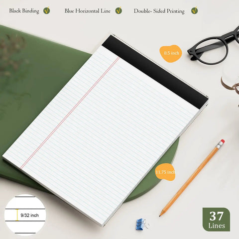 12 Pack Legal Pads 8.5 By 11.75 College Ruled Notepads White Paper Perforated Writing Pads With 30 Sheets Narrow Ruled
