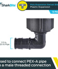 Expansion FNPT Swivel 90 Degree Elbow For PEX A Tubing One Half Inch By One Half Inch NPSM Female To Male Thread Fittings Plastic Plumbing