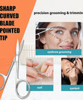 Facial Hair Scissors And Grooming Kit For Guys And Gals With Curved Safety Tip Clippers for precise trimming of eyebrows and nails