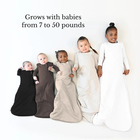 Infants and toddlers in Bamboo Sleep Sack for Infants and Toddlers, 1.0 TOG Wearable Blanket With Dual Zipper, various sizes shown
