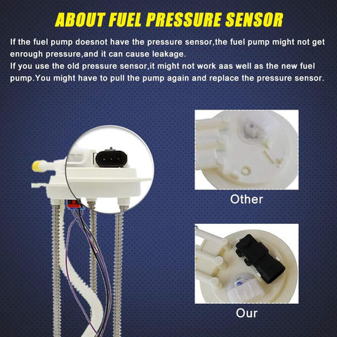 Comparison of fuel pressure sensor for Silverado and GMC Sierra pickups from 1999 to 2004 with labels 'Other' and 'Our'