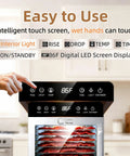 Pro Built 1000W Food Dehydrator With 8 Durable Stainless Steel Trays Plus Quick Setup Timer For No Sweat Even Drying digital LED display and control panel