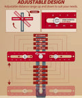 Image of an adjustable design diagram for the Cabinet Hardware Doweling Jig For Knobs And Pulls with size measurements in inches.
