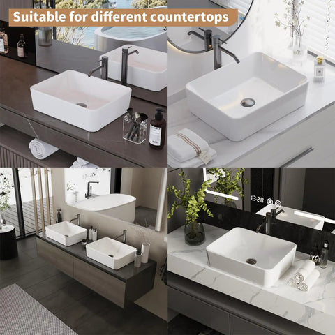 Premium Rectangular Ceramic Vessel Sink, Above Counter Bathroom Basin With Crisp White Glaze, Built Like A Tank For Durability And Style, An Effortless Upgrade For Any Modern Vanity Setup Today