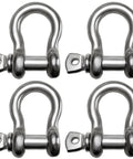 Four 316 Stainless Steel D Ring Shackles Marine Grade Heavy Duty Clevis Anchor Shackle Kit With Screw Pin One Quarter Inch And Five Sixteenth Inch