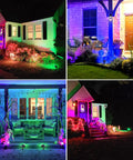Outdoor Lit Solar Lights Waterproof 4 Pack Ultra Bright LED Landscape Uplights With 46 LEDs illuminating colorful garden areas