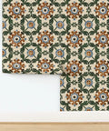 Straight Up Killer Distressed Tile Professional Wallpaper With a Matte Linen Texture for Kitchens and Bathrooms Durable PVC-Free Home Makeover Ready Paste to Paper Installation, showcasing intricate tile design.