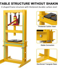 Beefy 6 Ton Hydraulic Press For Auto Repair And Metalworking 13000 Lbs Heavy Duty Bearing Press H Frame Shop Press shown with features