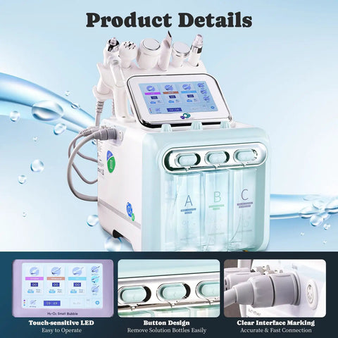 7 In 1 Facial Care Machine With Mask Oxygen Hydrogen Spa Tool Multifunctional Skin Care Device showing touch screen and tools