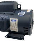 Real Workhorse 5Hp Single Phase 208V Electric Motor With 184T Frame And 1750 Rpm Compressor Duty Industrial Replacement Gear, side view.