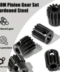 5Pcs 0.8M Hardened Steel Pinion Gear Set With 5mm Shaft 11T 12T 13T 14T 15T Includes M4 Screw And Hex Key For 1/10 Scale RC Cars And 540