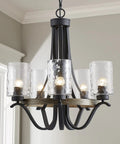 Three Light Modern Farmhouse Chandelier With White Fabric Shade For Dining Room Living Room Foyer Hallway Ceiling Light