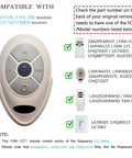 35T Ceiling Fan Remote Control Replacement Remote 3039MHz With Five Buttons Three Speed Settings High Medium Low On Off Dim Lights No Receiver Battery Not Included Fits 35T Series Fans with compatibility chart showing various models.