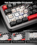 Built Like A Tank Wired 60 Percent Mechanical Gaming Keyboard With Cnc Aluminum Case Gasket Mount Hot Swappable Switches close-up of switches