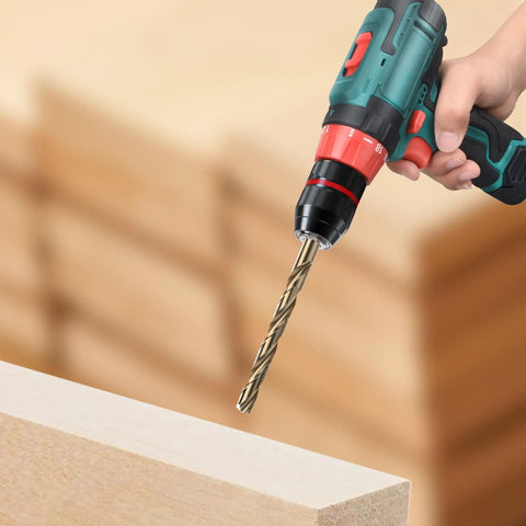 Self Tightening Keyless Drill Chuck 1/2 Inch 20UNF Quick Change For Milwaukee M18 Drills And Impact Drivers in use on a wooden board