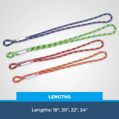 Assorted lengths of 8mm Sewn Prusik Loop For Climbing Rigging And Rescue CNC Stitched Rope Loop in various colors