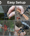 12 By 10 Ft Ultralight Camping Hammock Tarp Rainfly setup with ropes and clips for easy assembly, water-resistant 20D Silnylon Ripstop