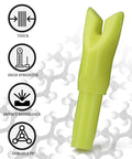 12 Pack Arrow Nocks With 6.2mm Inside Diameter Plastic Insert Nocks For Archery Hunting Curved Yellow Design shown with features.