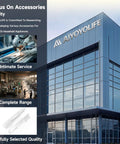 AIYOYOLIFE corporate building with focus on accessories and quality, highlighting service, product range, and selected quality images
