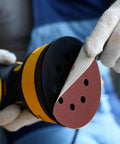 40 Sheets Sanding Discs Kit With 60 80 100 120 150 180 240 320 Grits For 5 Inch Orbital Sanders being applied to sander