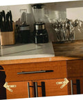Rotatable Copper Pivot Door Hinges Set For Hidden Doors And Cabinets installed on wooden kitchen cabinet.