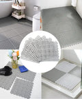 24 Pack Drainage Floor Mats With Interlocking Cushions, Non Slip PVC Mats for bathroom and patio, grey 30x30cm.