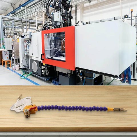 Mist Coolant Spray System For CNC Lathe And Milling Machines 8mm air inlet with atomized fluid sprayer shown in industrial setting