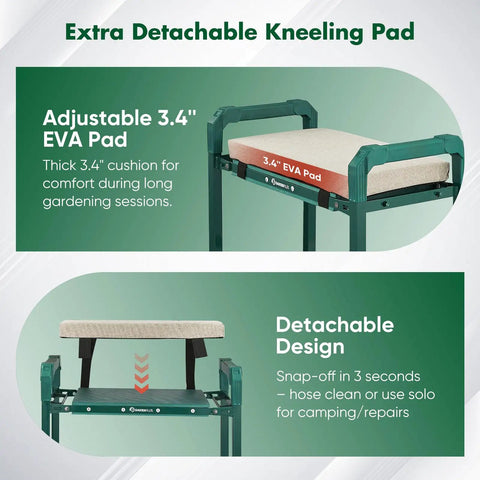 Garden Kneeler And Seat For Easy Potting, Weeding And Outdoor Tasks, Heavy Duty Foldable Stool With 10 Inch Thick Pad