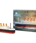 Titanic Building Set 217 Mini Brick Ship Model Kit Lego Compatible DIY 3D Puzzle STEM Toy For Adults And Kids Collectible Display Gift Great For History Buffs showing assembled ship model and packaging.