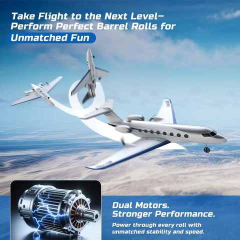 Private Jet Style RC Plane With 3CH Remote 6 Axis Gyro Ready To Fly EPP Foam Toy Dual Battery Pack Beginner Friendly performing rolls