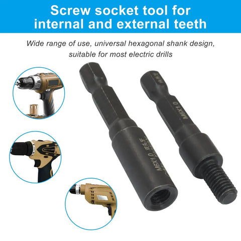Heavy Duty Chrome Vanadium Hanger Bolt Driver And Threaded Insert Driver With Quarter Inch Drive for different drill types.