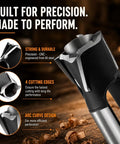 Professional Grade Wood Plug Cutters And Tenon Dowel Drill Bits Kit With Rugged Case Assorted Sizes For Garage Builds and Quick Cabinet Fixes That Deliver No Sweat Results Every Single Day On The Job with four cutting edges.