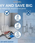10 Ft Fast Set Concrete Crack Repair Kit With Polyurethane Injection System For Foundation And Basement Walls displayed with tools and invoice overlay.