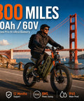 Heavy Duty Dual Motor Electric Bike For Adults, 6000W 52Mph Beast Mode Off Road E Bike With 300 Mile Range, 26x4.0 Fat Tires And Full Suspension Weekend Warrior Rig riding near Golden Gate Bridge.
