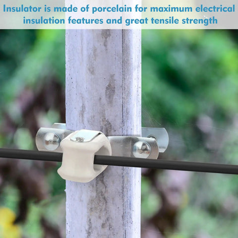 Two Pack Heavy Duty Wire Holder With Adjustable Porcelain Head And Steel Clamp For Pipe Or Pole, Fits One And A Quarter Inch To Three Inch