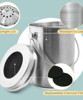 Countertop Compost Bin For Kitchen One Point Three Gallon Odor Free Indoor Bin With Carbon Filters And Lid Stainless Steel Kitchen Composter For Food Scraps And Waste Recycling Keepin It Fresh with detachable lid and filters