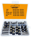 63 Piece M4 M5 M6 Rubber Well Nuts Kit With Premium Brass Insert Bushings And Weather Resistant Stainless Steel Screws in organization case.
