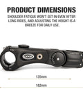 Suspension Bike Stem Riser For Handlebar 100mm And 135mm Adjustable 31.8mm Clamp dimensions displayed with length measurements.