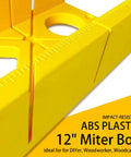 12 Inch Heavy Duty Mitre Box For Precise 45, 90, And 135 Degree Cuts, Impact-Resistant ABS Plastic DIY Woodworking Tool, Yellow
