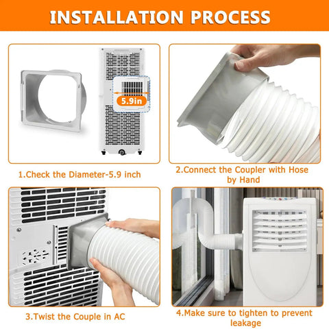 Square To Round Exhaust Hose Adapter For Portable Air Conditioners Fits 7 By 5.9 Inch Square Vents To 5.9 Inch Hoses ABS Plastic Connector installation process