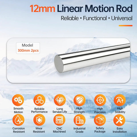 Get The Gist With These 2PCs Ultra Smooth 12mm Thick By 300mm Long Linear Motion Rod Shafts That Slide Like Butter For Your DIY Rig And Smooth Cnc Builds Made Right From Top Notch Chrome Plated Steel! 12mm linear motion rod with polished chrome finish.