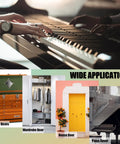 EPHECH 4Pcs 12in black stainless steel continuous hinges; piano keyboard with hands and home-application collage.