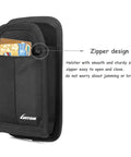 Black rugged belt holster with card slot and zipper for handheld barcode scanners, featuring Rugged Belt Holster Built Tough For Handheld Barcode Scanners That Fits TC70x TC70 TC75x TC75 TC72 TC77 And More With Belt Clip And Loops Zippered Case For Easy One Hand Access.