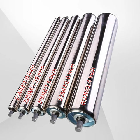 Heavy-Duty Zinc-Plated Steel Conveyor Rollers 2-Pack 2-Inch Diameter 50mm Replacement Parts for Lawn Mower and Equipment