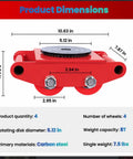8 Ton Equipment Moving Skates Set Of 4 Heavy Duty Beefed Up Industrial Dollies built for moving bulky machinery product dimensions